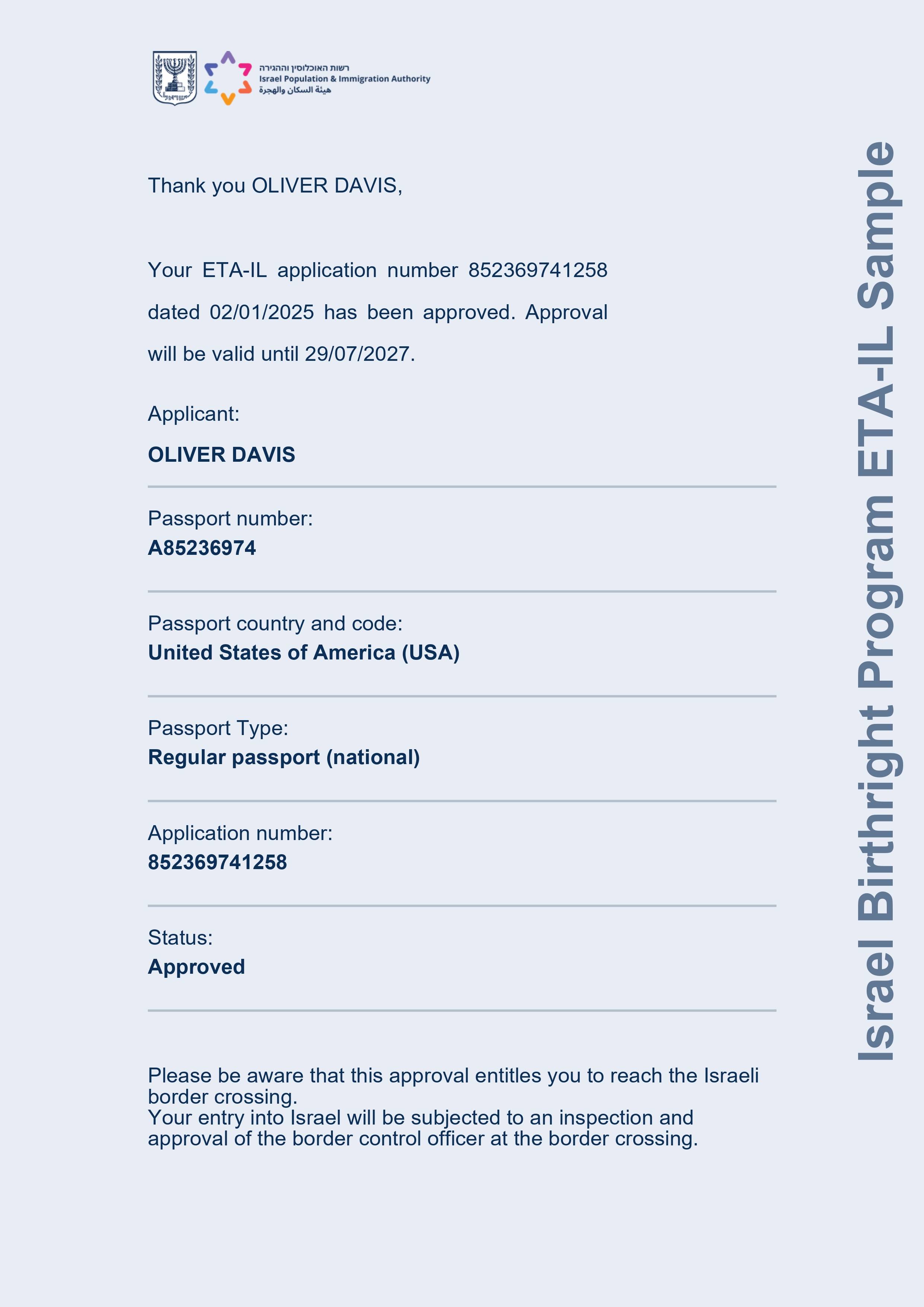 Israel Birthright Program ETA-IL