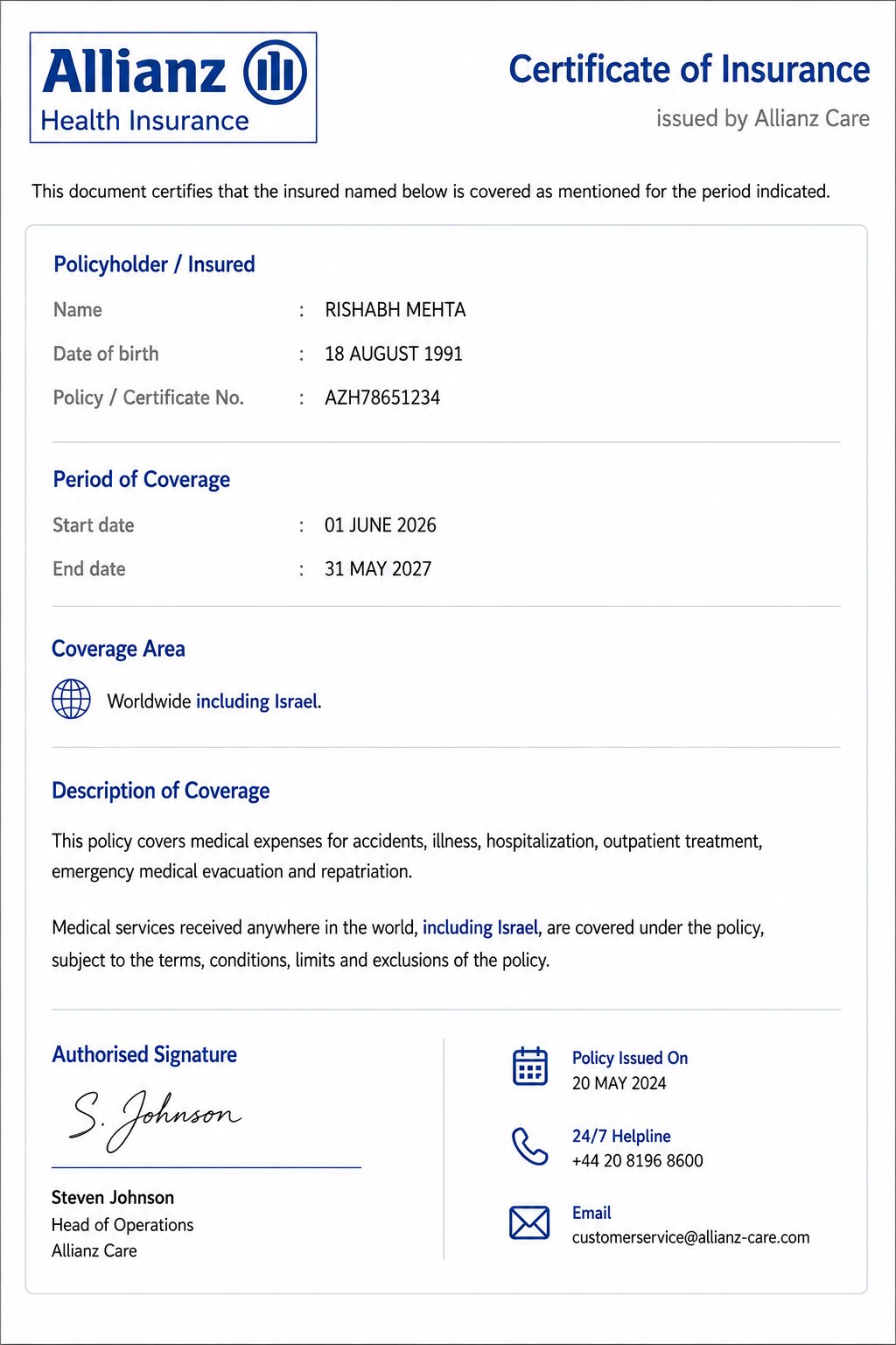  Israel eVisa B2 Health Insurance Requirement