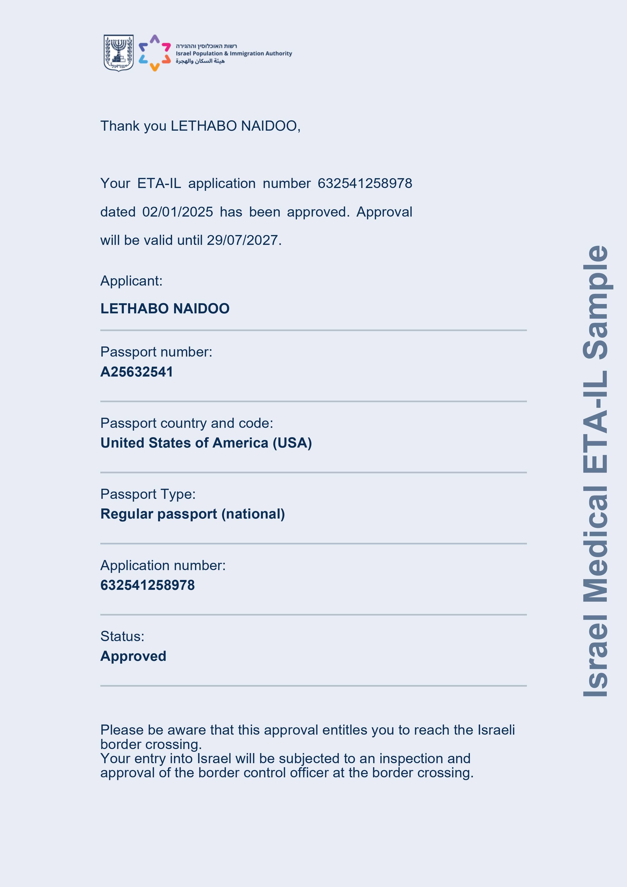 Israel Medical ETA-IL