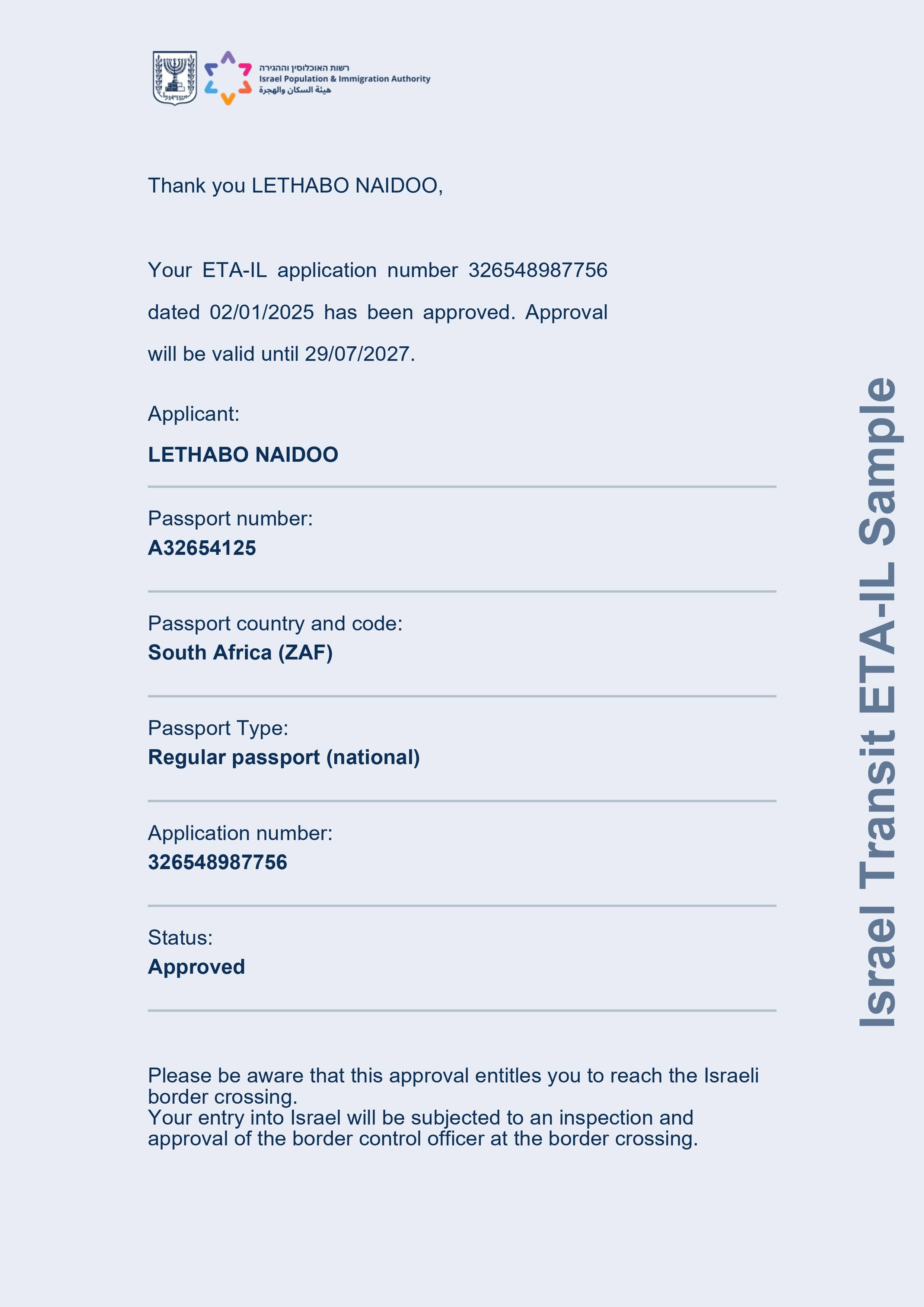 Israel Transit ETA-IL