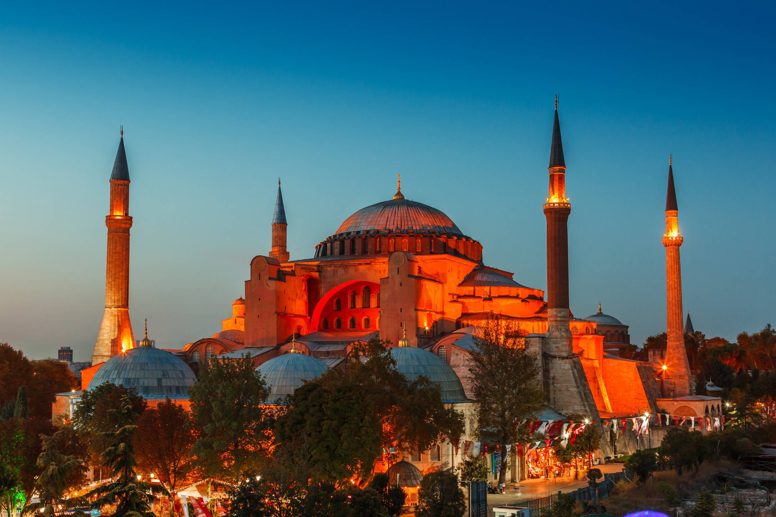 Lantern Light On Blue Sky Background At Night Istanbul Turkey