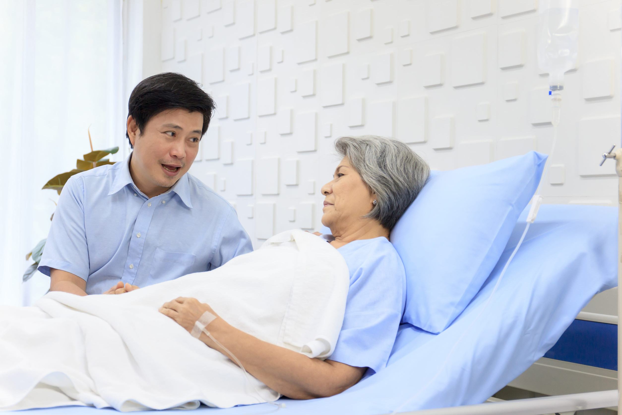 Patient and medical attendant in Israel