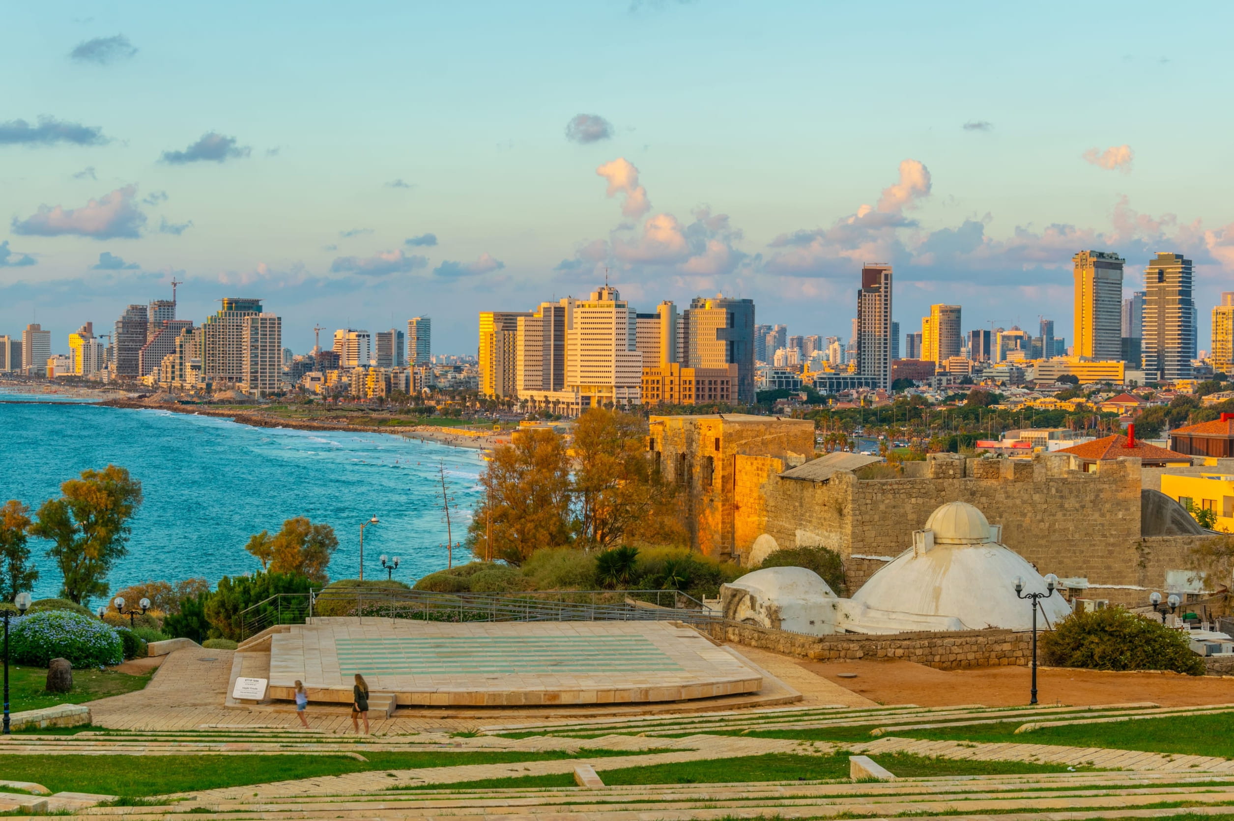 Sunset view of cityscape of Tel Aviv, Israel
