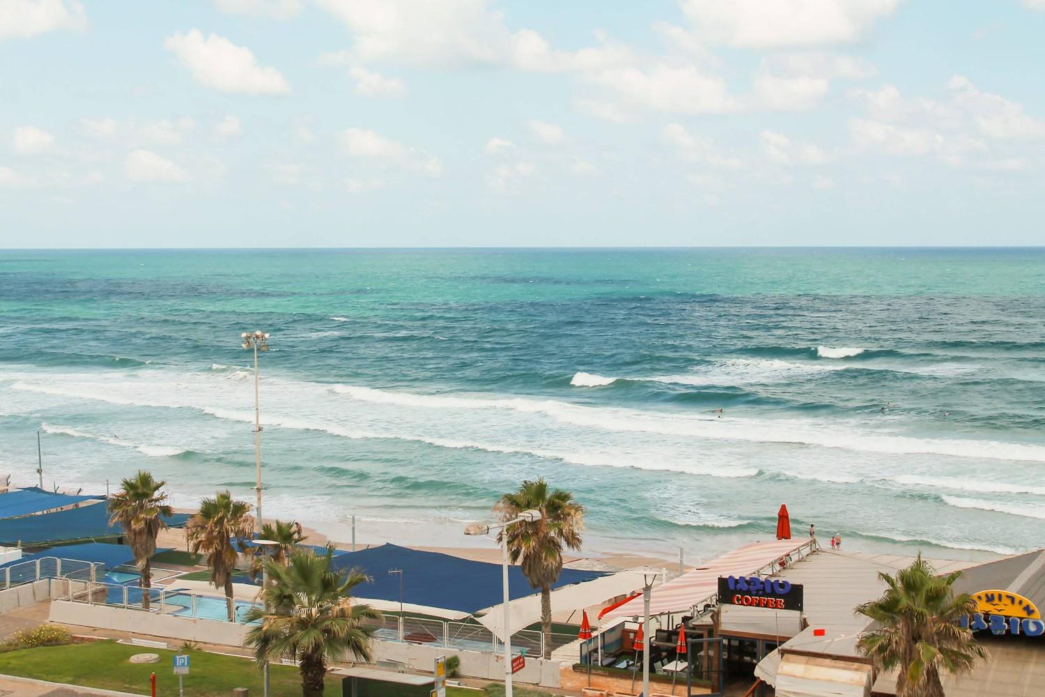Tel Aviv Beach Promenade With Sea And Skyline View