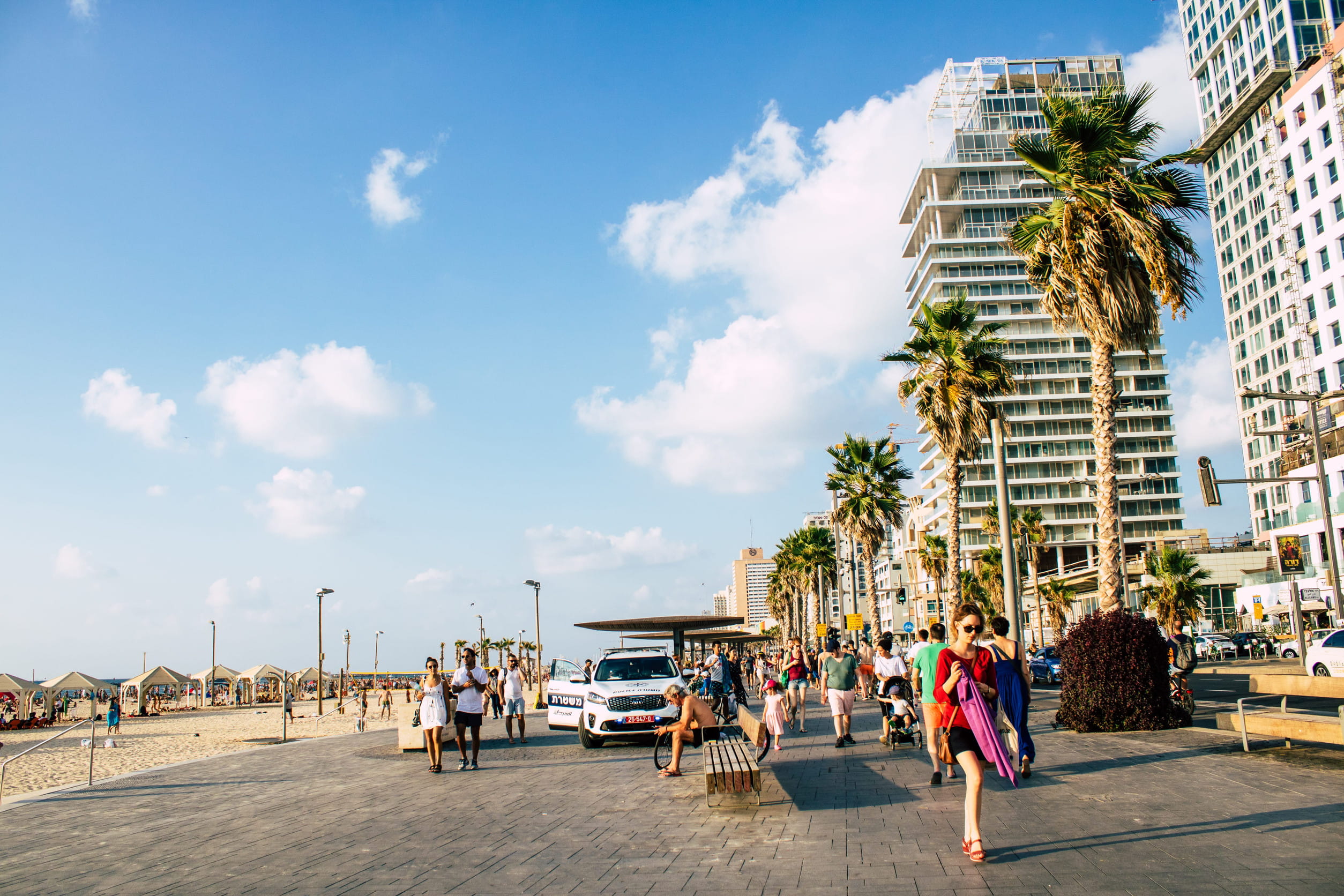 Tel Aviv urban beach scene on an afternoon