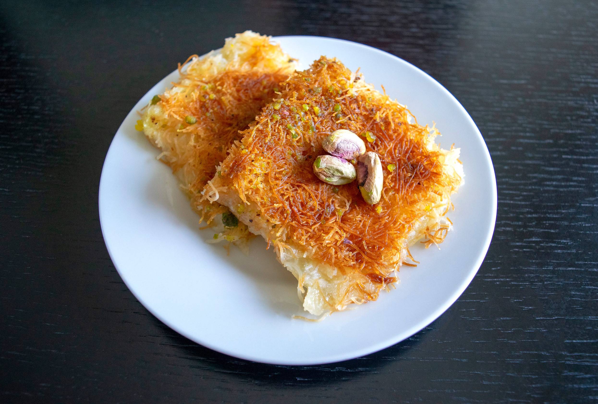 Traditional Eastern Dessert Knafeh Topped With Pistachios