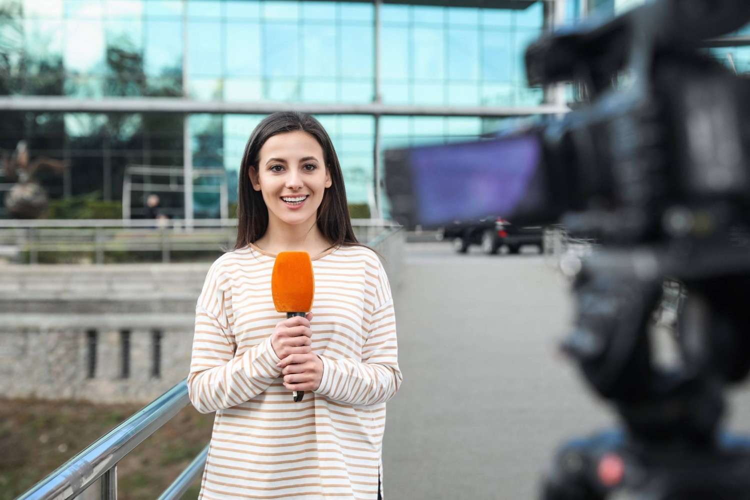 Young Journalist With A Mic